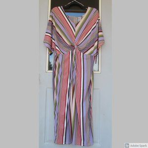 Evri dress with stretch figure flattering stripes & slit in back 3X